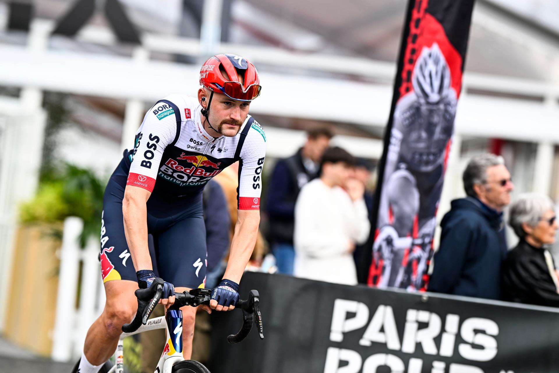 Belgian Jordi Meeus of RedBull-BORA-hansgrohe pictured at the start of the men elite race of the 'Paris-Roubaix' one day cycling race, 259,2 km from Compiegne to Roubaix, France, on Sunday 13 April 2025. BELGA PHOTO JASPER JACOBS