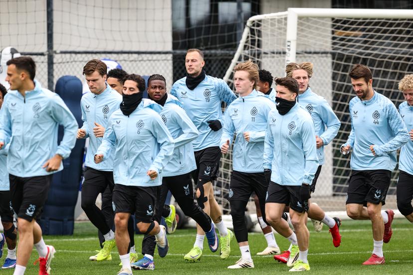 Club's players pictured during a training session of Belgian soccer team Club Brugge, in Knokke-Heist, on Tuesday 17 February 2026. Tomorrow, Club Brugge will play against Spanish team Atletico Madrid, a first leg game in the Knockout phase play-offs of the UEFA Champions League tournament. BELGA PHOTO BRUNO FAHY