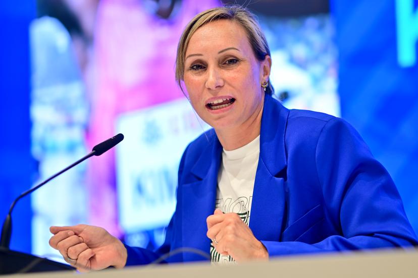 Memorial Van Damme meeting director Kim Gevaert speaks during a press conference on the 50th edition of the Memorial Van Damme athletics event in Brussels, Wednesday 06 May 2026. The 2026 Allianz Memorial Van Damme Diamond League meeting takes place on 04 and 05 September 2026. BELGA PHOTO DIRK WAEM