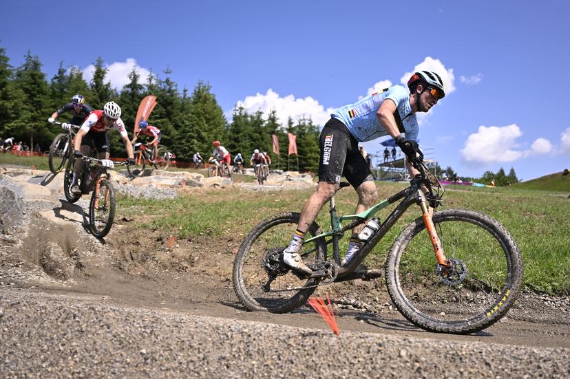 Mountain Biker  Pierre de Froidmont pictured in action during the men cross-country event in the Cycling Mountain Bike competition at the European Games in Krakow, Poland on Sunday 25 June 2023. The 3rd European Games, informally known as Krakow-Malopolska 2023, is a scheduled international sporting event that will be held from 21 June to 02 July 2023 in Krakow and Malopolska, Poland. BELGA PHOTO LAURIE DIEFFEMBACQ