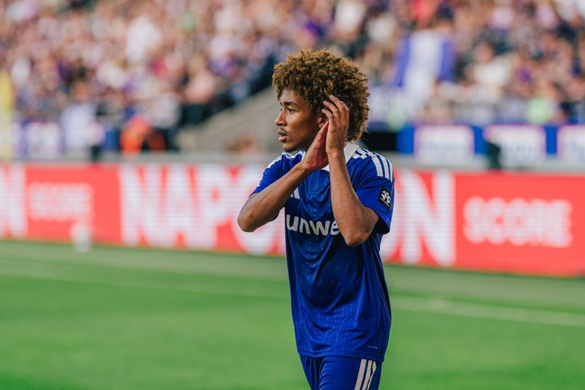 ATTENTION EDITORS: FOCUS COVERAGE, DISTRIBUTION REQUESTED TO BELGA - EDITORIAL USE ONLY -  Anderlecht's Joshua Nga Kana pictured during  a soccer match between RSC Anderlecht and RAAL La Louviere, Sunday 9 August 2026 in Anderlecht, on day 1 of the 2026-2027 'Jupiler Pro League' first division of the Belgian championship. BELGA PHOTO EMILE WINDAL