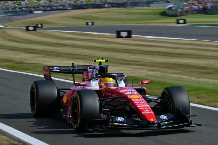 Ferrari's British driver Lewis Hamilton leaves the track during the sprint qualifying session ahead of the Formula One British Grand Prix at the Silverstone motor racing circuit in Silverstone, central England, on July 3, 2026.  Andrej ISAKOVIC / AFP