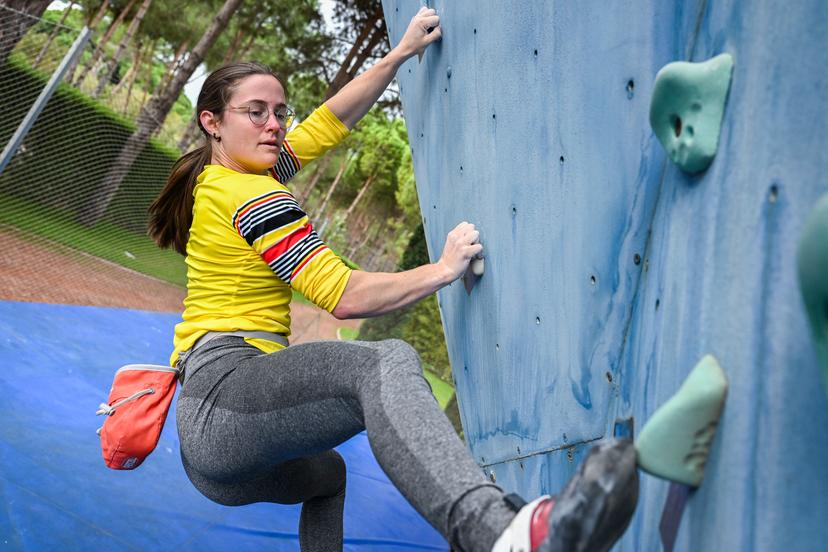 Belgian climber Chloe Caulier pictured in action during a training camp organized by the BOIC-COIB Belgian Olympic Committee in Belek Turkey, Saturday 19 November 2022. The stage takes place from 12 to 27 November. BELGA PHOTO LAURIE DIEFFEMBACQ
