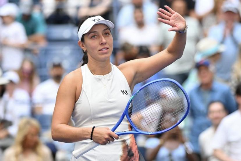 USA's Jessica Pegula celebrates after winning over Russia's Anna Blinkova during their women's singles second round tennis match on day four of the US Open tennis tournament at the USTA Billie Jean King National Tennis Center in New York City, on August 27, 2025.  ANGELA WEISS / AFP