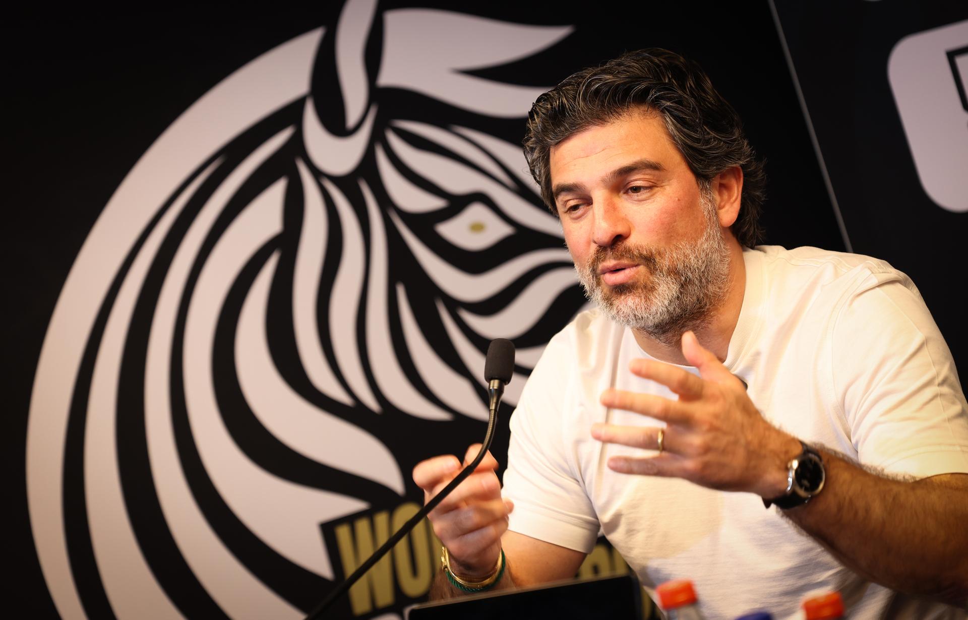 Charleroi's manager Mehdi Bayat pictured during a press conference of Belgian soccer club Sporting Charleroi to present their new sports director, in Charleroi, on Monday 02 March 2026. BELGA PHOTO VIRGINIE LEFOUR
