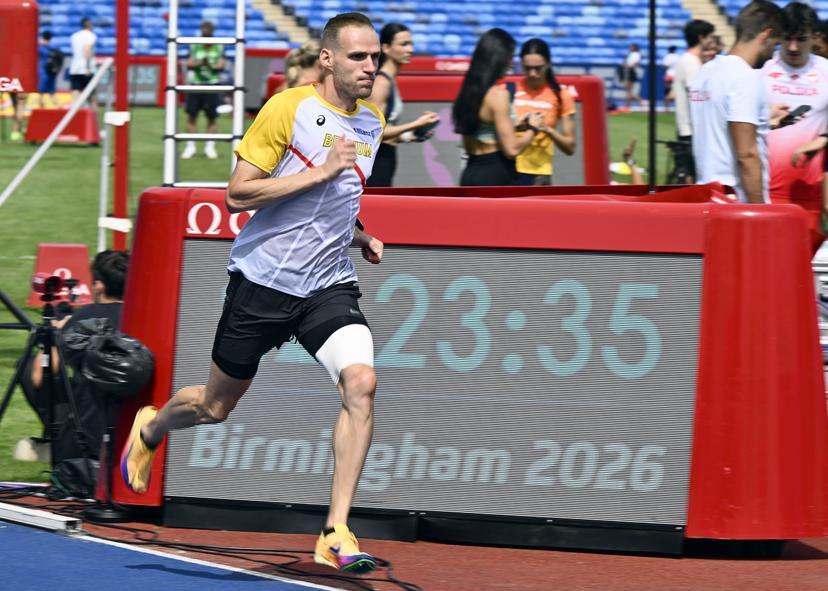 Belgian athlete Eliott Crestan pictured in action during a training session in preparation of the European Athletics Championships (August 10�18), in Birmingham, United Kingdom, on Sunday 09 August 2026. BELGA PHOTO ERIC LALMAND