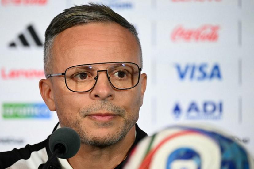 Morocco's head coach Mohamed Ouahbi gives an MD-1 press conference at the Houston Stadium in Houston on July 3, 2026, on the eve of the 2026 World Cup round of 16 football match between Canada and Morocco.  RONALDO SCHEMIDT / AFP