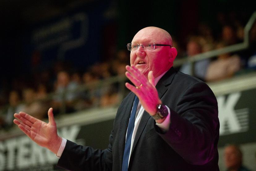 Mons' head coach Daniel Goethals pictured during the basketball match between Okapi Aalstar and Mons-Hainaut, Friday 28 September 2018 in Aalst, the first game of the 'EuroMillions League' Belgian first division. BELGA PHOTO JAMES ARTHUR GEKIERE