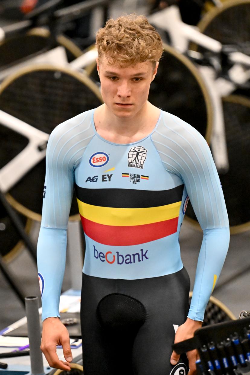 Belgian Tom Crabbe pictured during the 2025 UEC Track Elite European Championships, in Heusden-Zolder, Belgium, Thursday 13 February 2025. The European Championships take place from 12 to 16 February. BELGA PHOTO DIRK WAEM