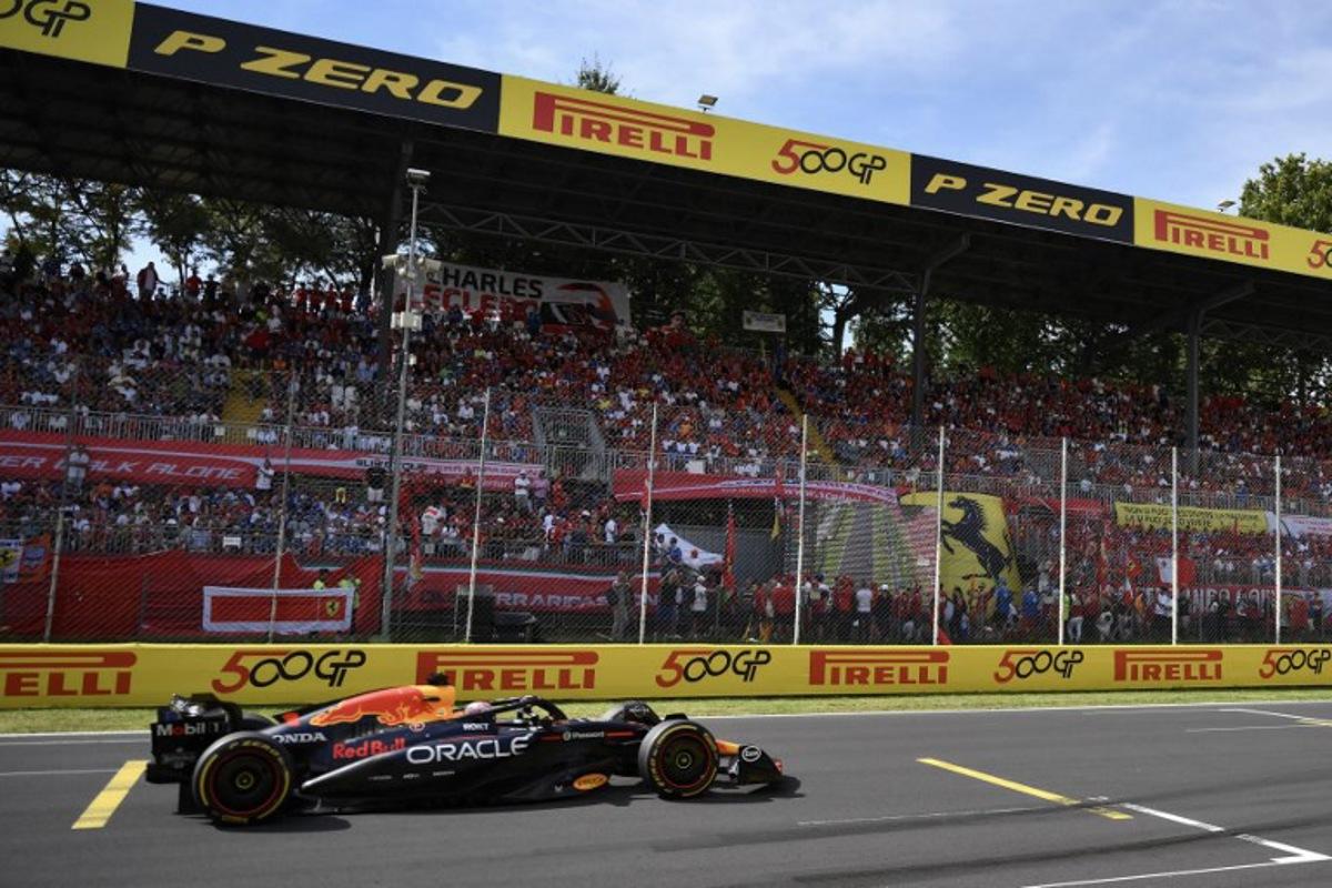 Red Bull Racing's Dutch driver Max Verstappen races during the Italian Formula One Grand Prix at the Autodromo Nazionale Monza circuit, in Monza, northern Italy, on September 7, 2025.  Marco BERTORELLO / POOL / AFP