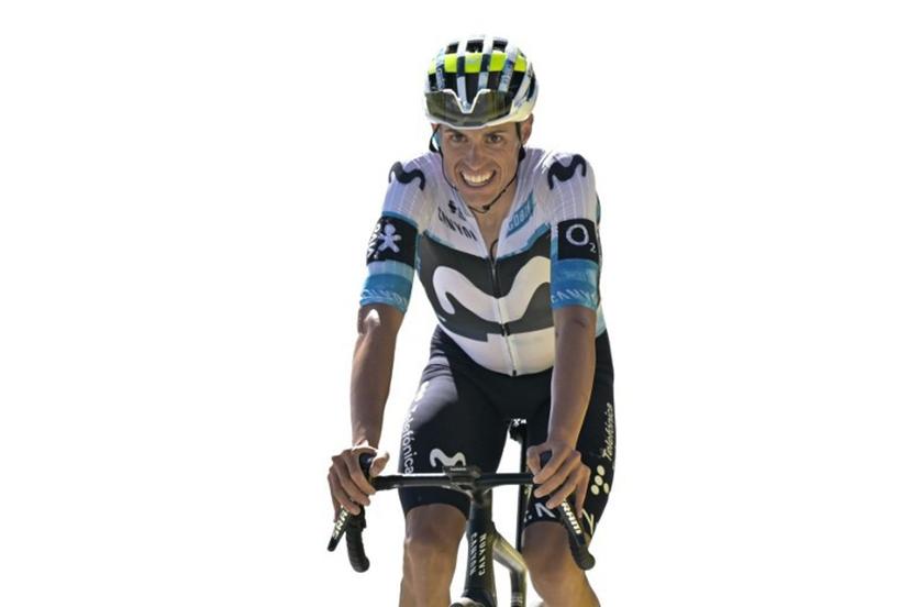 Movistar Team's Spanish rider Enric Mas cycles to the finish line of the 16th stage of the 112th edition of the Tour de France cycling race, 171.5 km between Montpellier and Mont Ventoux, southern France, on July 22, 2025.  Loic VENANCE / AFP