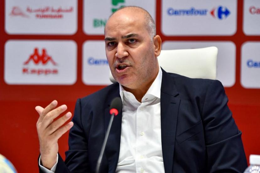 Tunisian national football team's new coach Sami Trabelsi gives a press conference in Tunis on February 14, 2024.  Trabelsi replaced renowned Tunisian coach Faouzi Benzarti whose contract was terminated "amicably" last October after less than five months. FETHI BELAID / AFP