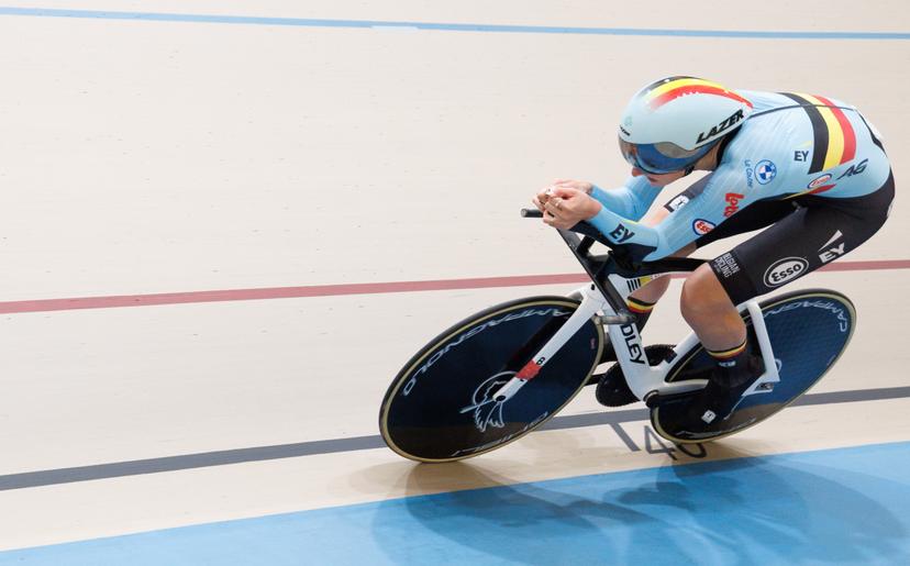 Belgian Marith Vanhove pictured in action during the women's 1km Time Trial qualifying round at the 2025 UCI Track World Championships, in Santiago, Chile, Saturday 25 October 2025. The Track World Championships take place from 22 to 26 October at the Velodromo de Penalolen in Santiago, Chile. BELGA PHOTO BENOIT DOPPAGNE