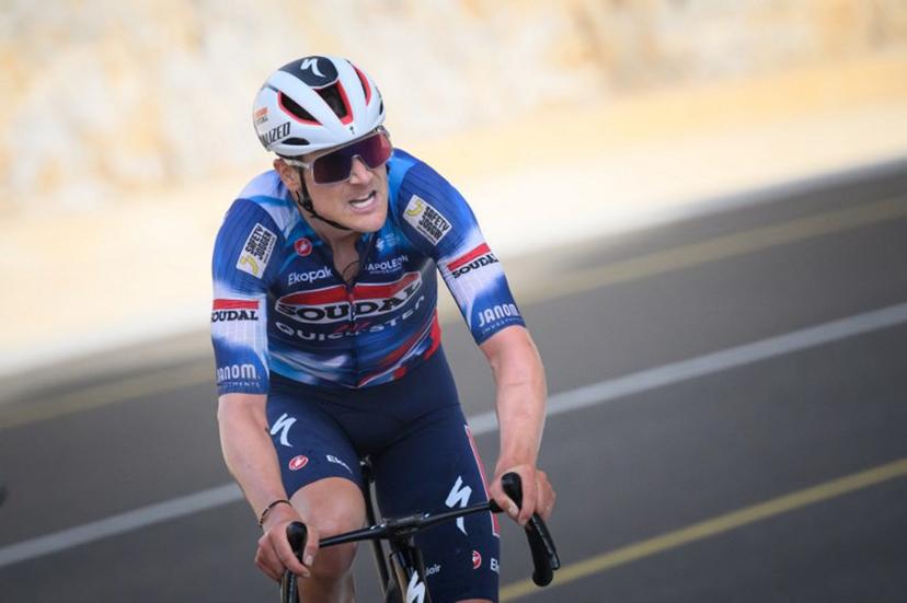 Soudal Quick-Step team's belgian rider Louis Vervaeke competes to win the second stage of the Tour of Oman cycling race from Al Rustaq fort to Yitti Hills, on February 9, 2025.  Loic VENANCE / AFP