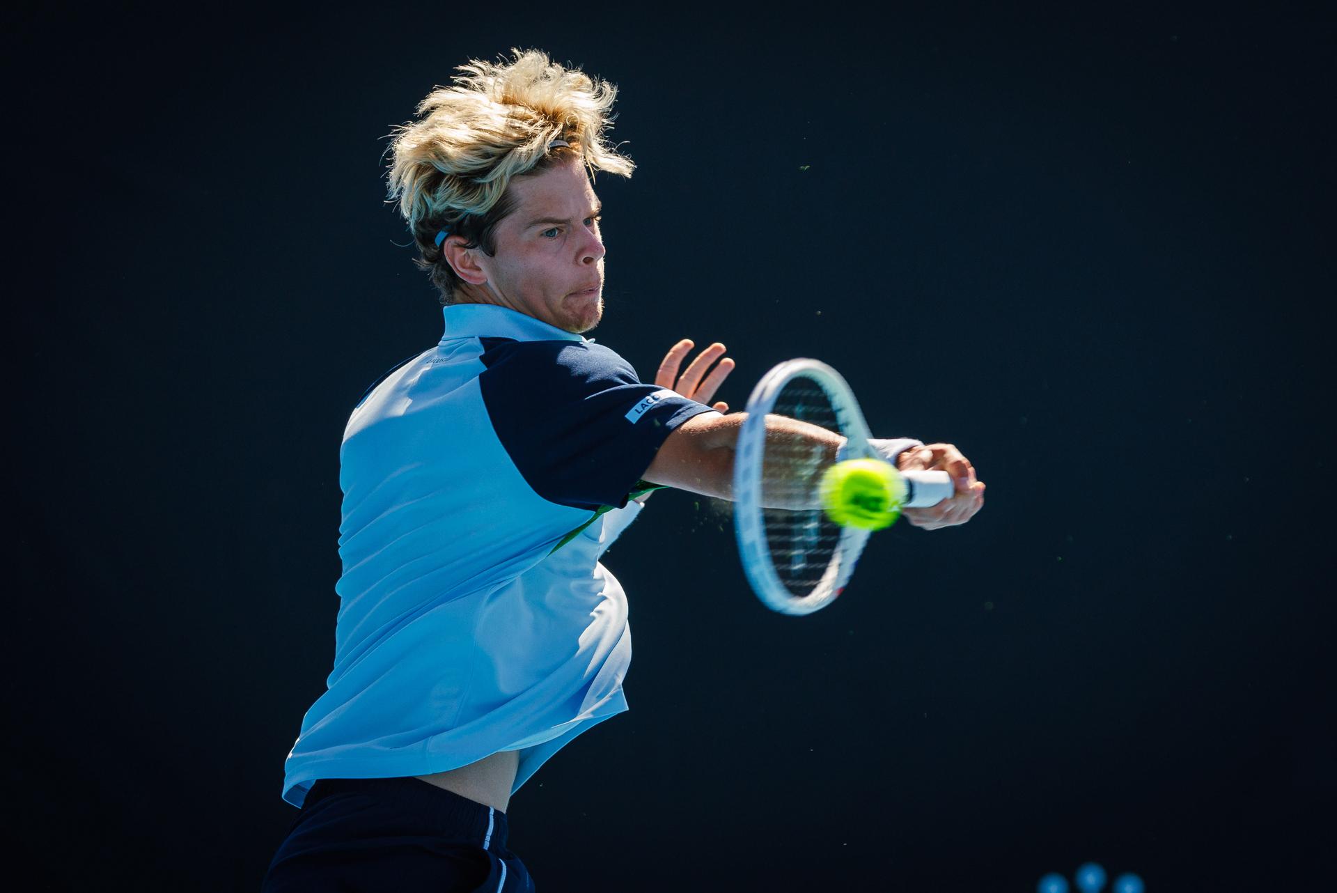 Belgian Alexander Blockx pictured during a men's qualifying singles first round game between Belgian Blockx and American Spizzirri, at the 'Australian Open' Grand Slam tennis tournament, Tuesday 07 January 2025 in Melbourne Park, Melbourne, Australia. The 2025 edition of the Australian Grand Slam takes place from January 14th to January 28th. BELGA PHOTO PATRICK HAMILTON