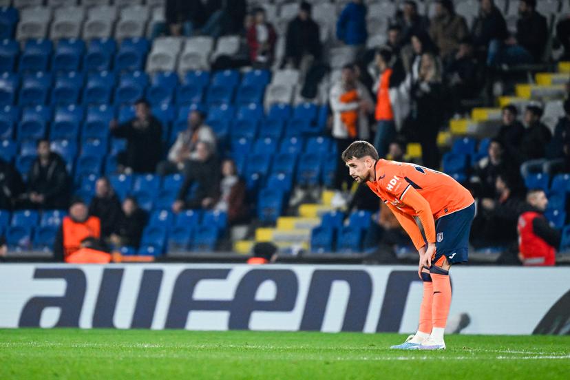 Basaksehir's Adnan Januzaj shows defeat during a soccer game between Turkish Istanbul Basaksehir FK and Belgian KAA Gent on Wednesday 15 March 2023 in Istanbul, Turkey, the return leg of the round of 16 of the UEFA Europa Conference League competition. The first leg ended in a 1-1 draw. BELGA PHOTO TOM GOYVAERTS