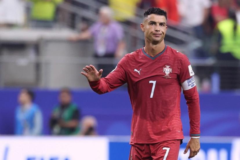 Portugal's forward #07 Cristiano Ronaldo reacts after losing the 2026 World Cup round of 16 football match between Portugal and Spain at the Dallas Stadium in Arlington on July 6, 2026.  Thomas COEX / AFP
