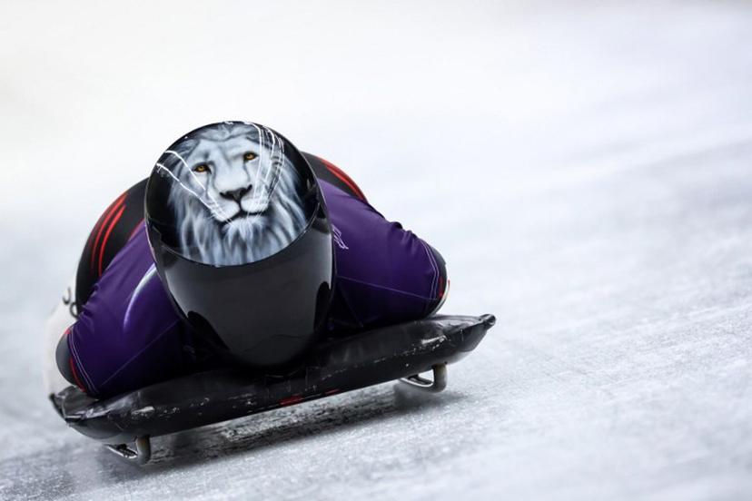 Belgium's Kim Meylemans takes part in the skeleton women's training session at Cortina Sliding Centre during the Milano Cortina 2026 Winter Olympic Games in Cortina d'Ampezzo on February 9, 2026.  FRANCK FIFE / AFP