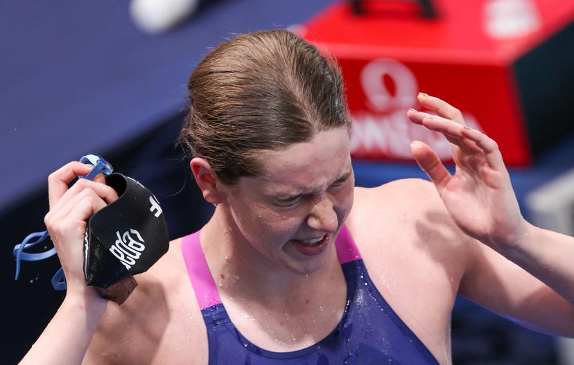 Belgian athlete Roos Vanotterdijk celebrates after winning the semifinals of the Women's 200m medley race at the European Aquatics Championships in Paris, France on Friday 14 August 2026. BELGA PHOTO VIRGINIE LEFOUR