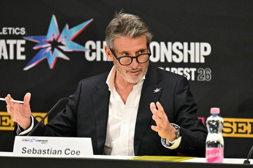 World Athletics president Sebastian Coe speaks during a press conference ahead of the World Athletics Ultimate Championship at the Gyula Zsivotzky National Athletics Centre in Budapest on September 10, 2026.  Attila KISBENEDEK / AFP