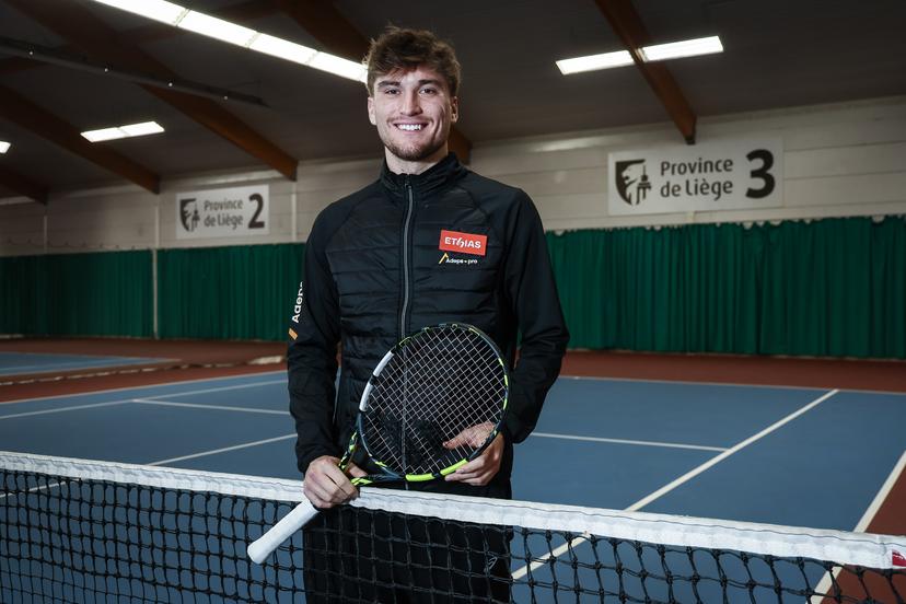 Belgian tennis player Raphael Collignon poses for the photographer at a press conference of Tennis Padel Pickleball Wallonie-Bruxelles, in Huy, on Friday 19 December 2025. BELGA PHOTO BRUNO FAHY