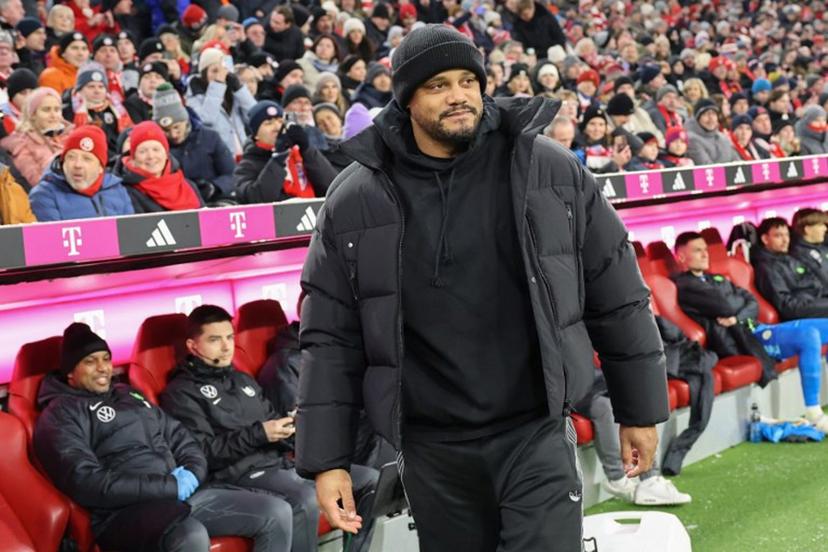 Bayern Munich's Belgian head coach Vincent Kompany reacts from the sidelines during the German first division Bundesliga football match between FC Bayern Munich and VfL Wolfsburg in Munich, southern Germany, on January 11, 2026.  Alexandra BEIER / AFP
