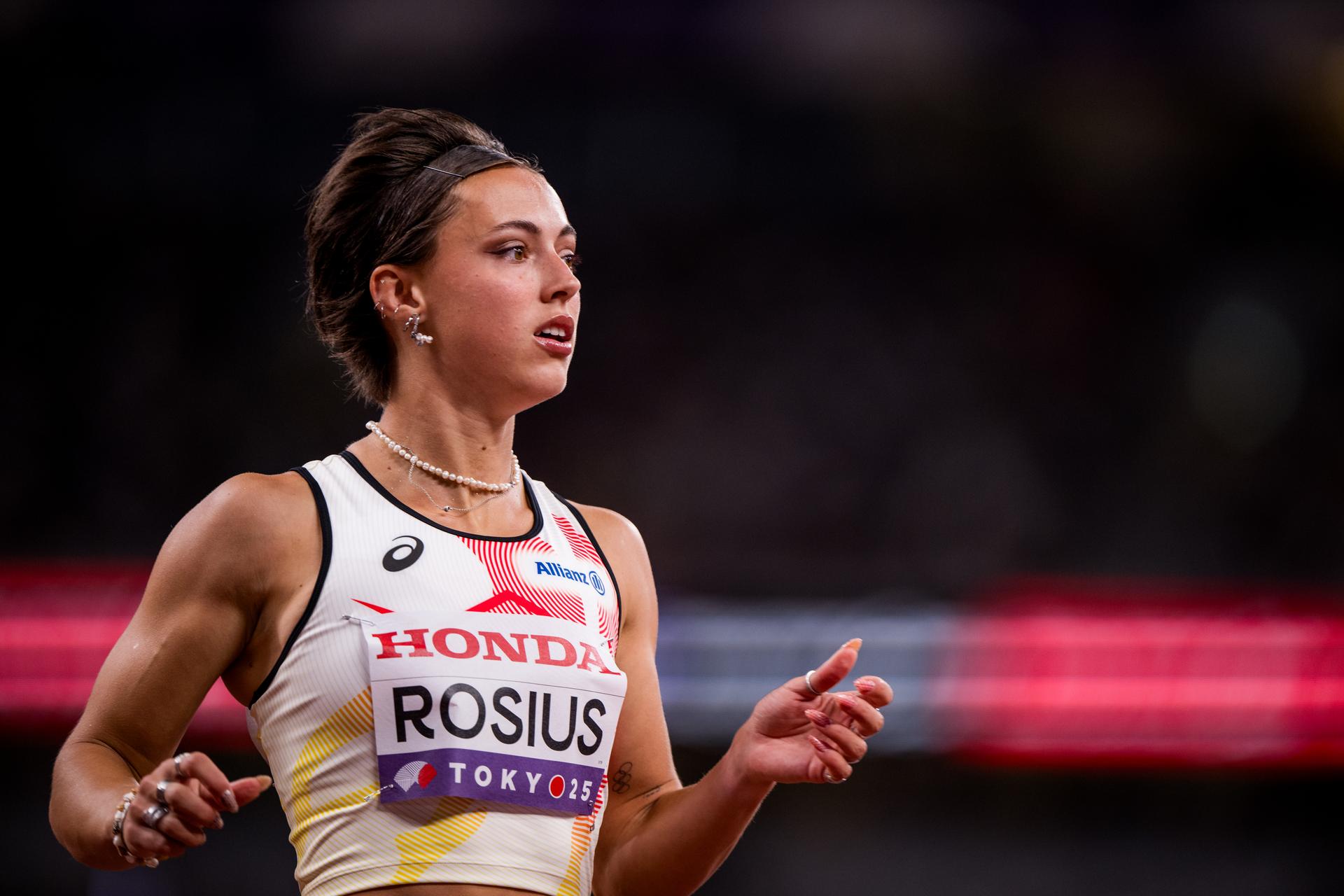 Belgian Rani Rosius pictured in action during the 100m women, Heat 2, in the World Athletics Championships in Tokyo, Japan, on Saturday 13 September 2025. The outdoor Worlds are taking place from 13 to 21 September. BELGA PHOTO JASPER JACOBS