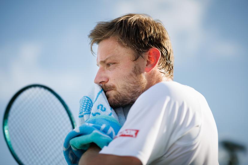 Belgian David Goffin reacts during at a tennis game between Belgian Goffin and UK's Hijikata, in the first round of the men's singles at the 2025 Wimbledon grand slam tournament, Tuesday 01 July 2025 at the All England Tennis Club, in South-West London, Britain. BELGA PHOTO BENOIT DOPPAGNE