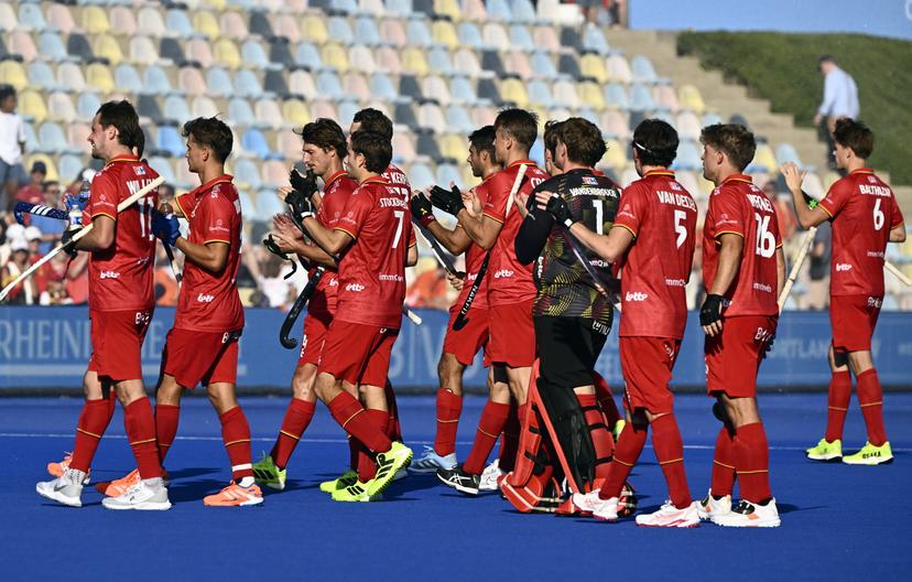 The Red Lions pictured after a hockey game between Belgian national team Red Lions and The Netherlands, match 2/3 in the pool stage of the 2025 men's European championships, Sunday 10 August 2025 in Monchengladbach, Germany. BELGA PHOTO ERIC LALMAND
