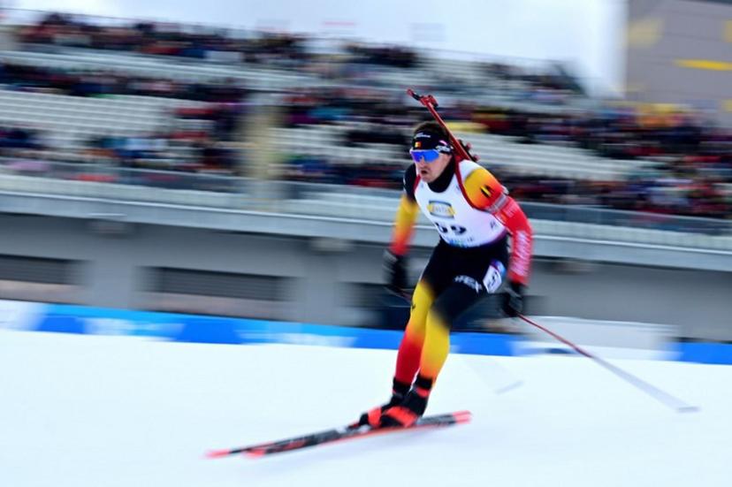 Belgium's Florent Claude competes during the men's 10km sprint competition of the IBU Biathlon World Cup in Oberhof on January 10, 2025.  Tobias SCHWARZ / AFP