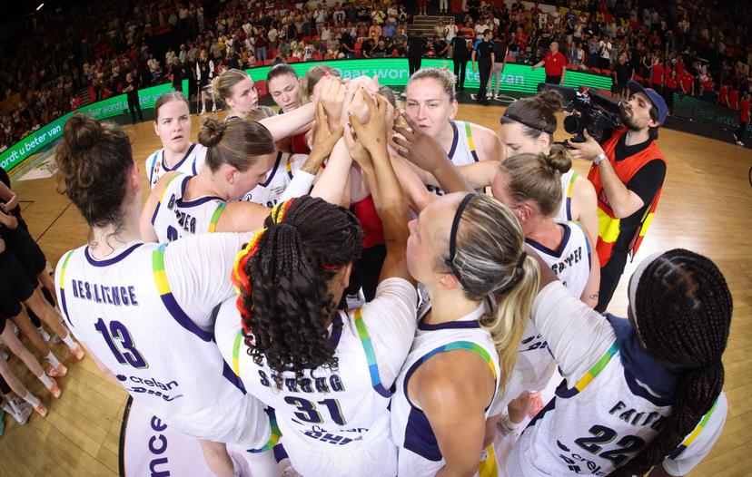 Belgian Cats' players pictured after a friendly basket game between Belgium's national team Belgian Cats and Germany, in Oostende, on Saturday 14 June 2025. BELGA PHOTO VIRGINIE LEFOUR