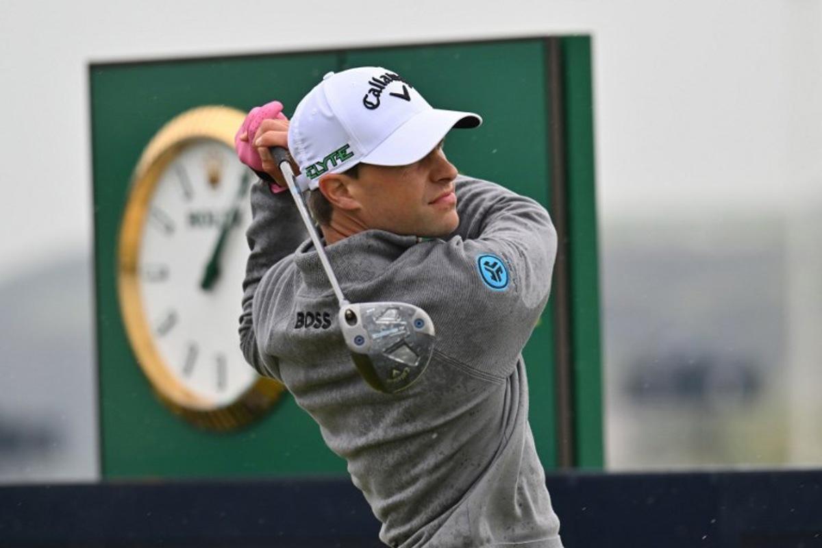 Belgium's Thomas Detry watches his drive from the 17th tee on the opening day of the 153rd Open Championship at Royal Portrush golf club in Northern Ireland on July 17, 2025.  ANDY BUCHANAN / AFP