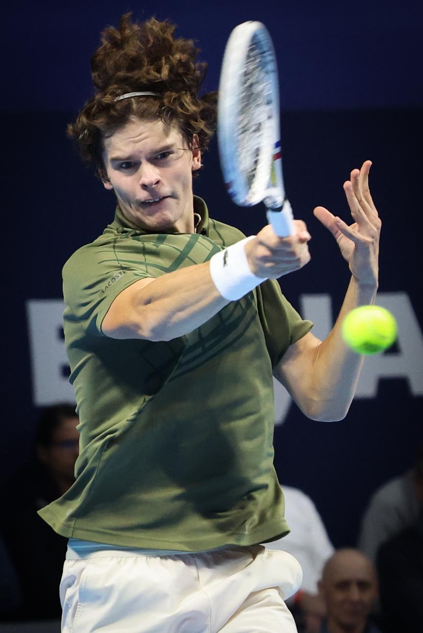Belgian Alexander Blockx pictured in action during the European Open ATP tennis tournament in Brussels, on Sunday 12 October 2025. This year's edition of the tournament is taking place from 12 to 19 October 2025. BELGA PHOTO VIRGINIE LEFOUR