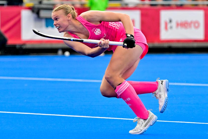 Germany's Lilly Stoffelsma scores during a hockey game between Germany and Scotland, the first (out of three) matches during the group stage of the women's 2026 Hockey World Cup, Saturday 15 August 2026 in Wavre. The 2026 edition of the Hockey World Cup takes place in Belgium and The Netherlands from August 15 to August 30. BELGA PHOTO DIRK WAEM
