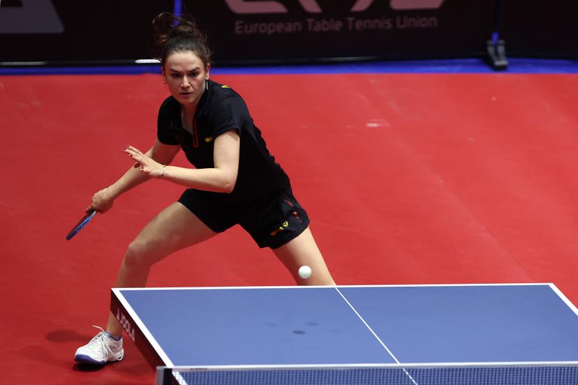 Belgian Margo Degraef is pictured in action during the European qualification tournament for the 2024 Olympics, in Sarajevo, Bosnia and Herzegovina, Thursday 16 May 2024. BELGA PHOTO NIKOLA KRSTIC