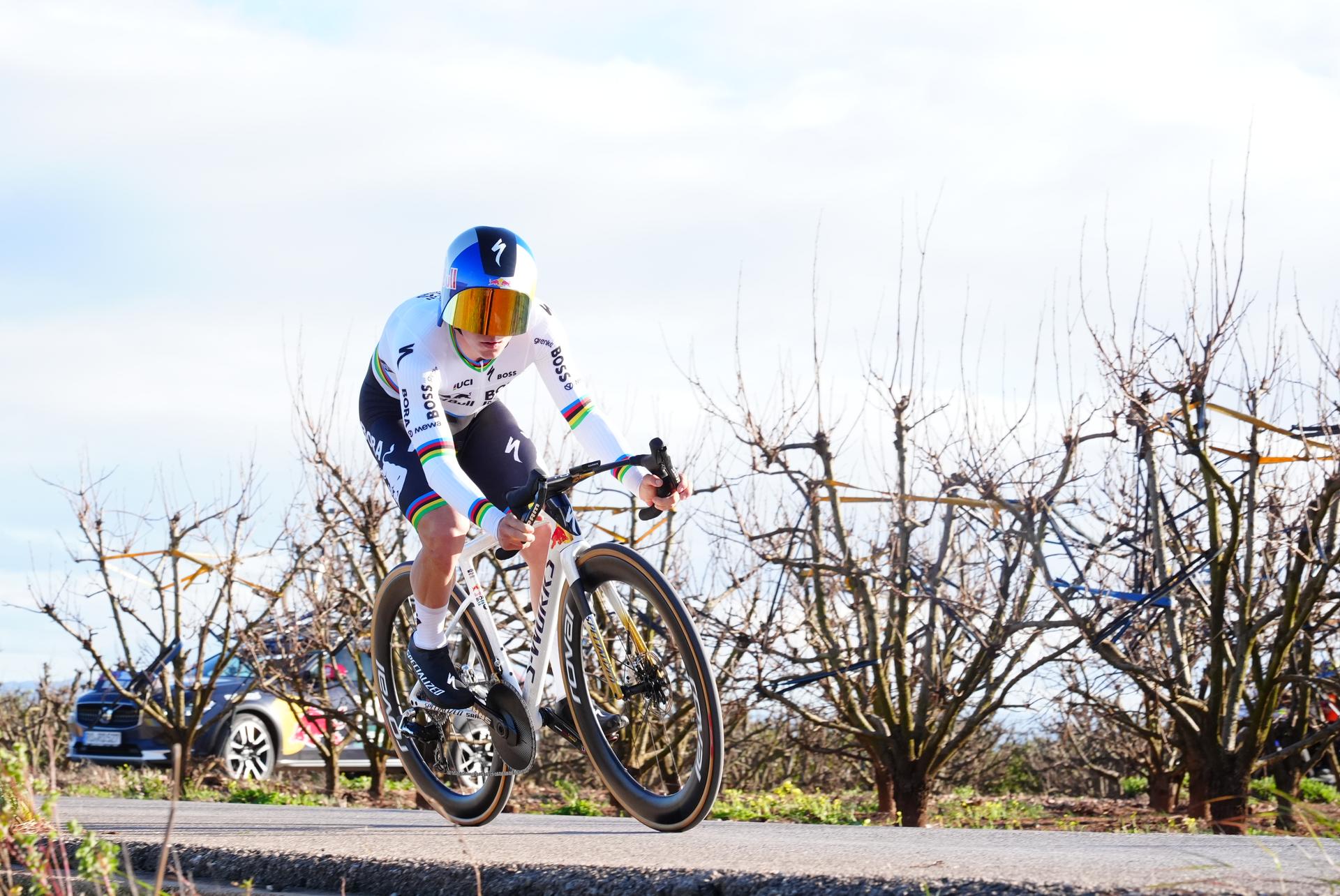 Belgian Remco Evenepoel of Red Bull-BORA-hansgrohe pictured in action during stage 2 of the 2026 Volta Comunitat Valenciana, Tour of Valencia cycling race, a time-trial from Carlet to Alginet (17,5 km), on Thursday 05 February 2026 in Spain. The race takes place from 4 to 8 February and runs through the three provinces of the Valencian Community. BELGA PHOTO JOMA GARCIA