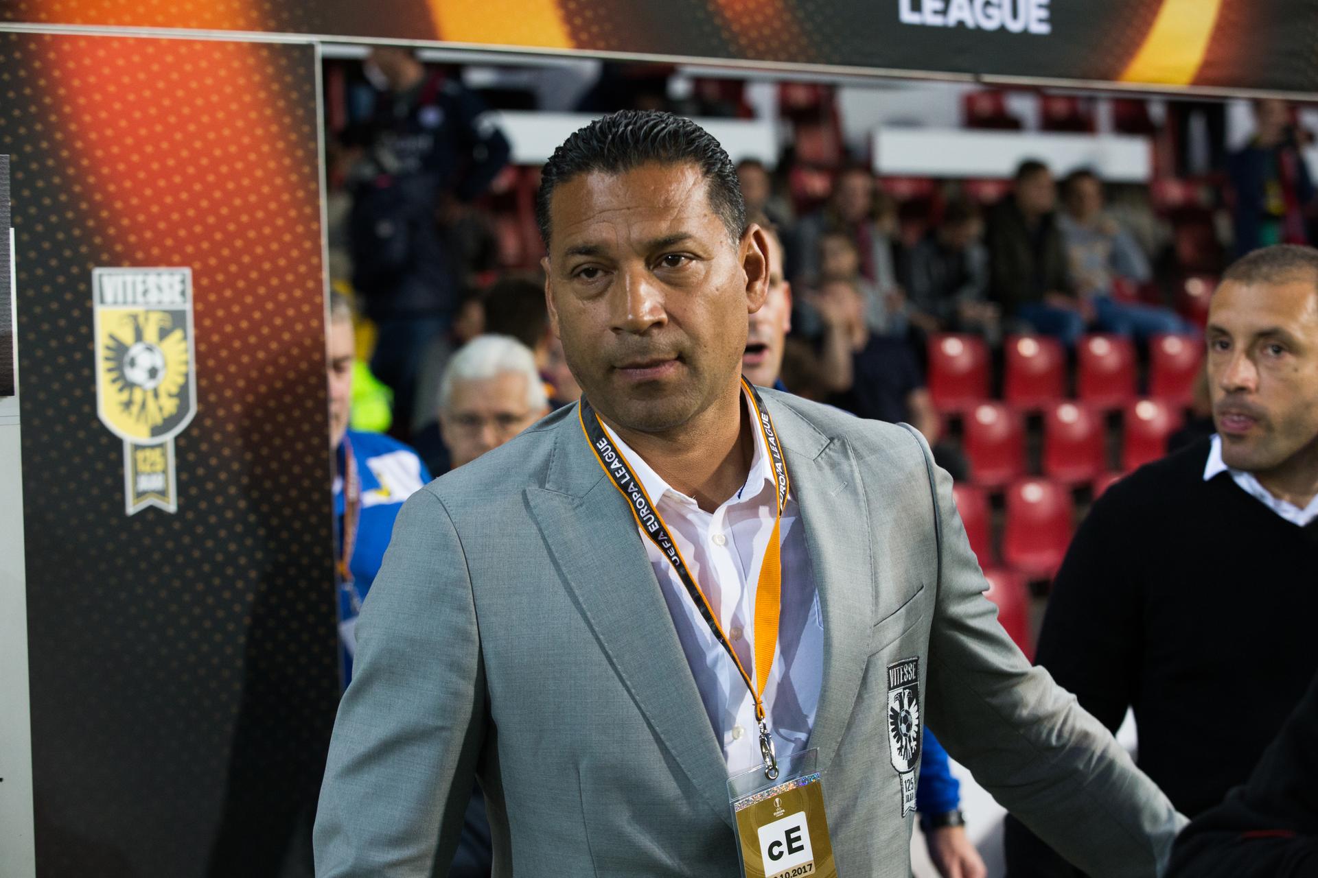 Vitesse's head coach Henk Fraser pictured during the third game of the group stage (Group K) of the UEFA Europa League competition between Belgian first league Zulte Waregem and Dutch club Vitesse Arnhem, in Waregem, Thursday 19 October 2017. BELGA PHOTO KURT DESPLENTER