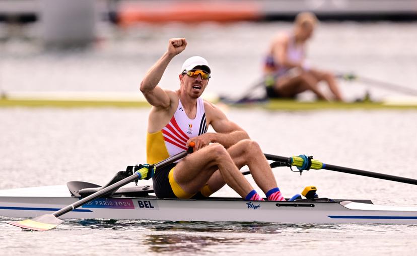 Belgian rower Tim Brys pictured after the final of the men's single sculls rowing event at the Paris 2024 Olympic Games, on Saturday 03 August 2024 in Paris, France. The Games of the XXXIII Olympiad are taking place in Paris from 26 July to 11 August. The Belgian delegation counts 165 athletes competing in 21 sports. BELGA PHOTO LAURIE DIEFFEMBACQ