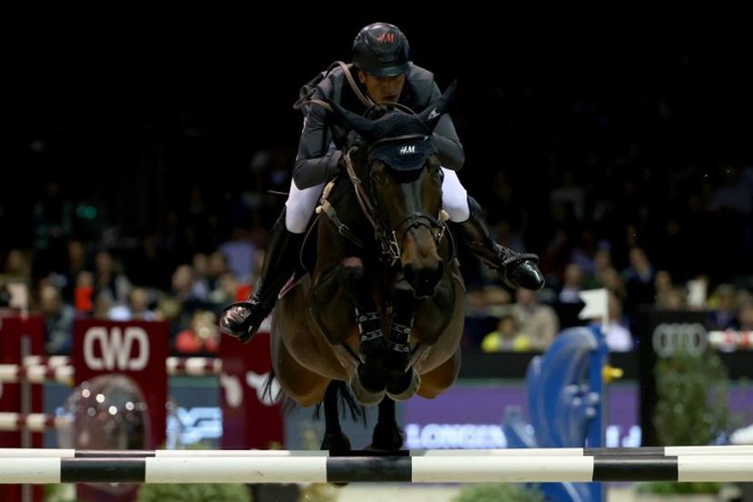 Belgium's Nicola Philippaerts riding Moya Vd Bisschop  competes in the FEI World Cup Jumping event at the Parc des Expositions in Bordeaux, south-western France, on February 3, 2024.  ROMAIN PERROCHEAU / AFP