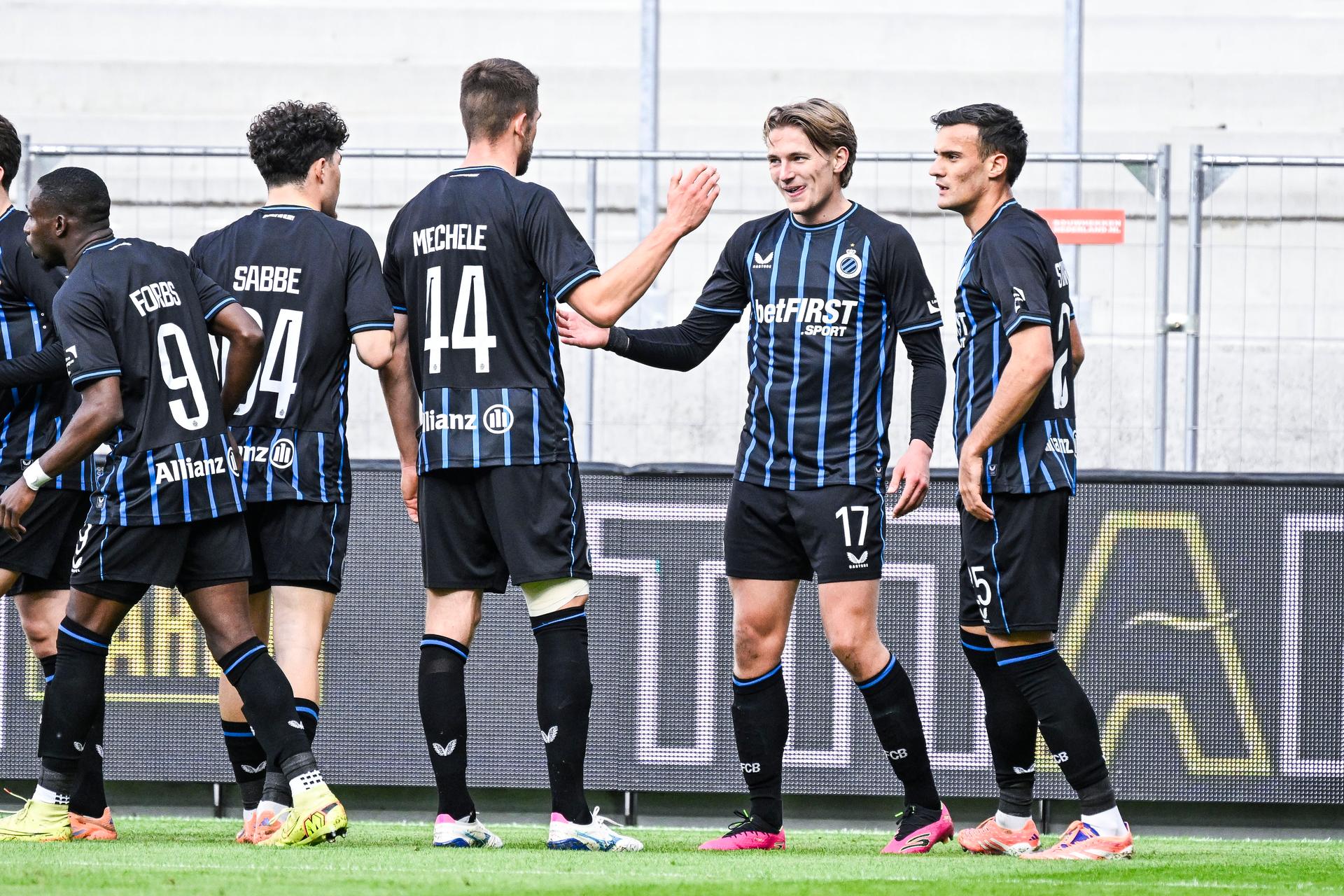 Club's Romeo Vermant celebrates after scoring during a soccer match between Royal Antwerp FC and Club Brugge, Sunday 26 October 2025 in Antwerp, on day 12 of the 2025-2026 'Jupiler Pro League' first division of the Belgian championship. BELGA PHOTO TOM GOYVAERTS