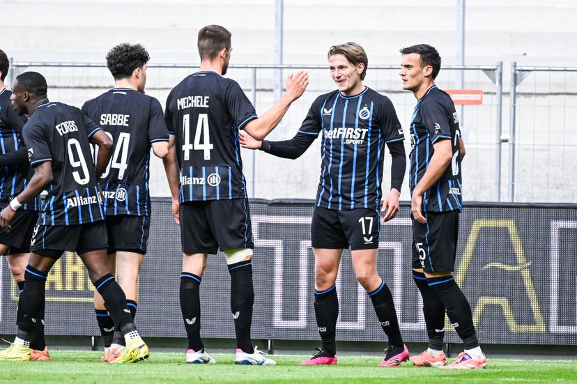 Club's Romeo Vermant celebrates after scoring during a soccer match between Royal Antwerp FC and Club Brugge, Sunday 26 October 2025 in Antwerp, on day 12 of the 2025-2026 'Jupiler Pro League' first division of the Belgian championship. BELGA PHOTO TOM GOYVAERTS