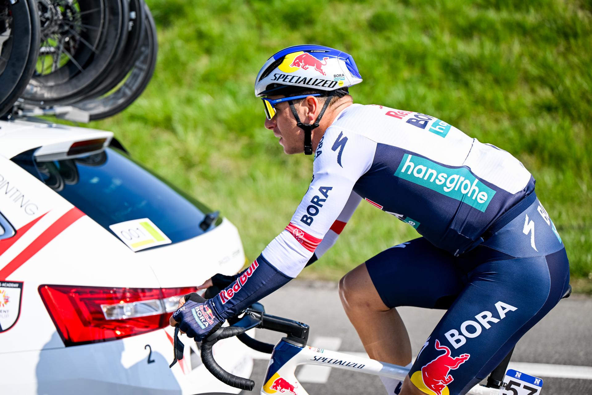 Dutch Danny Van Poppel of RedBull-BORA-hansgrohe pictured in action during the men's race of the 113th edition of the 'Scheldeprijs' one day cycling event, 202,8 km from Terneuzen, the Netherlands to Schoten, Belgium on Wednesday 09 April 2025. BELGA PHOTO TOM GOYVAERTS