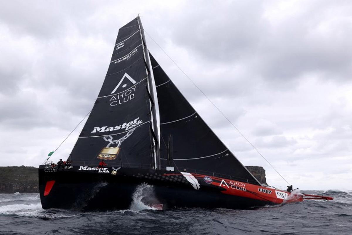 Yacht Master Lock Comanche sails at the start of the annual Sydney to Hobart yacht race on Boxing Day at Sydney Harbour on December 26, 2025.  DAVID GRAY / AFP