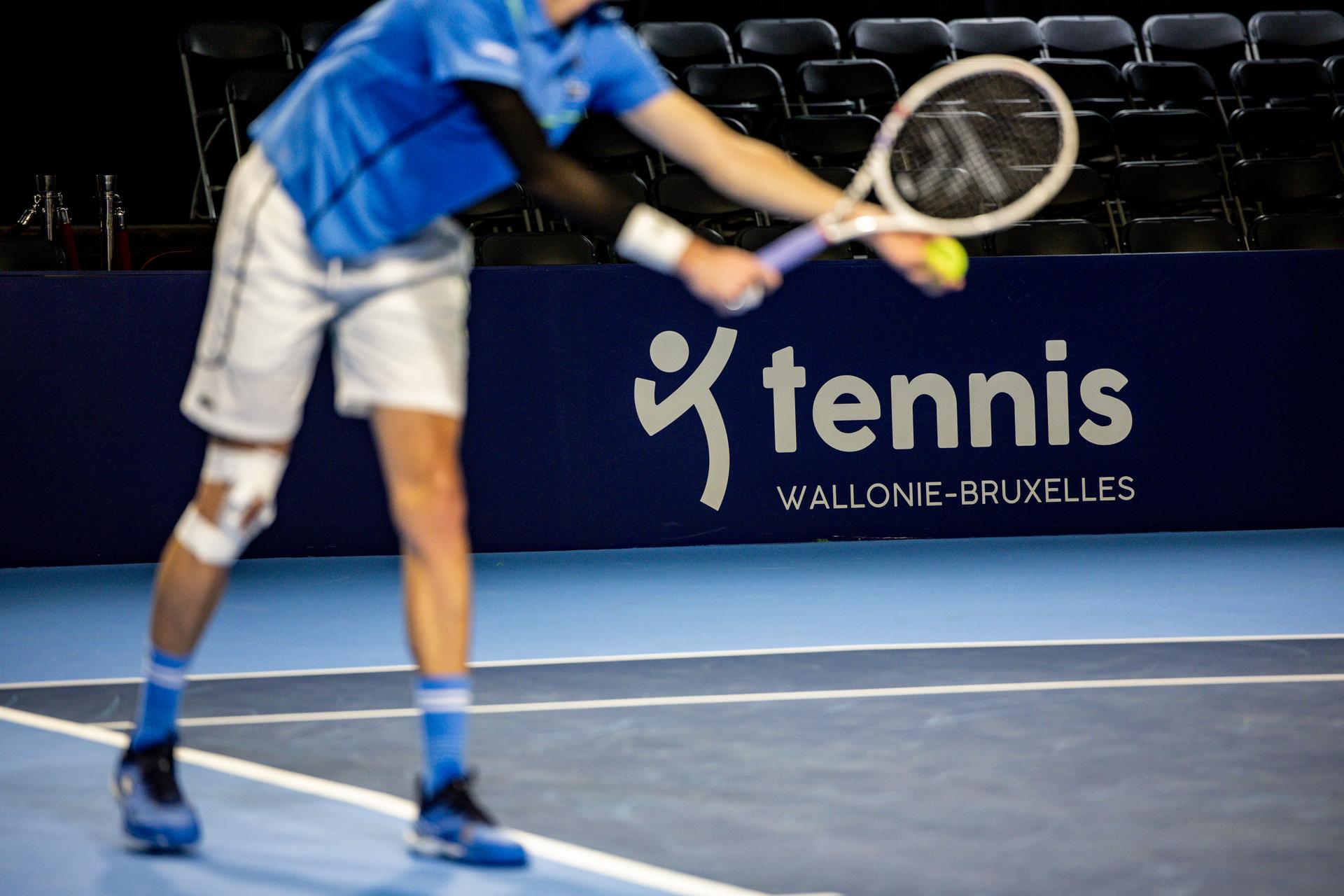 illustration of a signing panel pictured during the qualifying phase of the European Open Tennis ATP tournament, in Antwerp, Monday 14 October 2024. BELGA PHOTO DAVID PINTENS