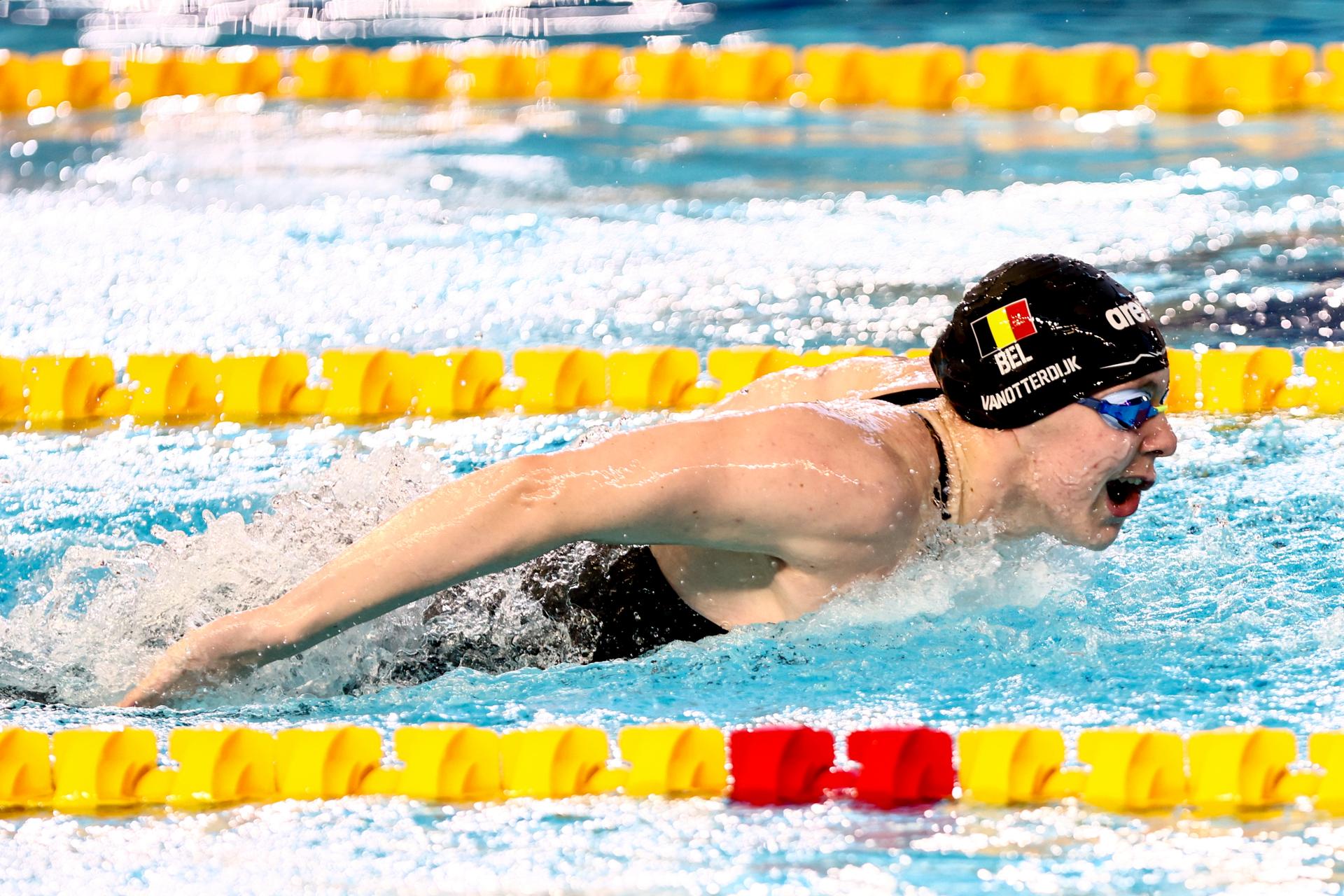 Belgian Roos Vanotterdijk pictured in action during the women's 100m butterfly at the European Aquatics Short Course Swimming Championships in Lublin, Poland, on Thursday 04 December 2025. BELGA PHOTO NIKOLA KRSTIC