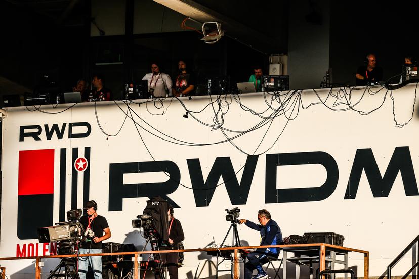 The RWDM/ RWD Molenbeek logo pictured ahead of a friendly soccer game between the national teams of Belgium (Red Flames) and Greece, on Thursday 26 June 2025 in Brussels. The Flames are preparing for the UEFA Women's Euro 2025 tournament, starting next week. BELGA PHOTO BRUNO FAHY