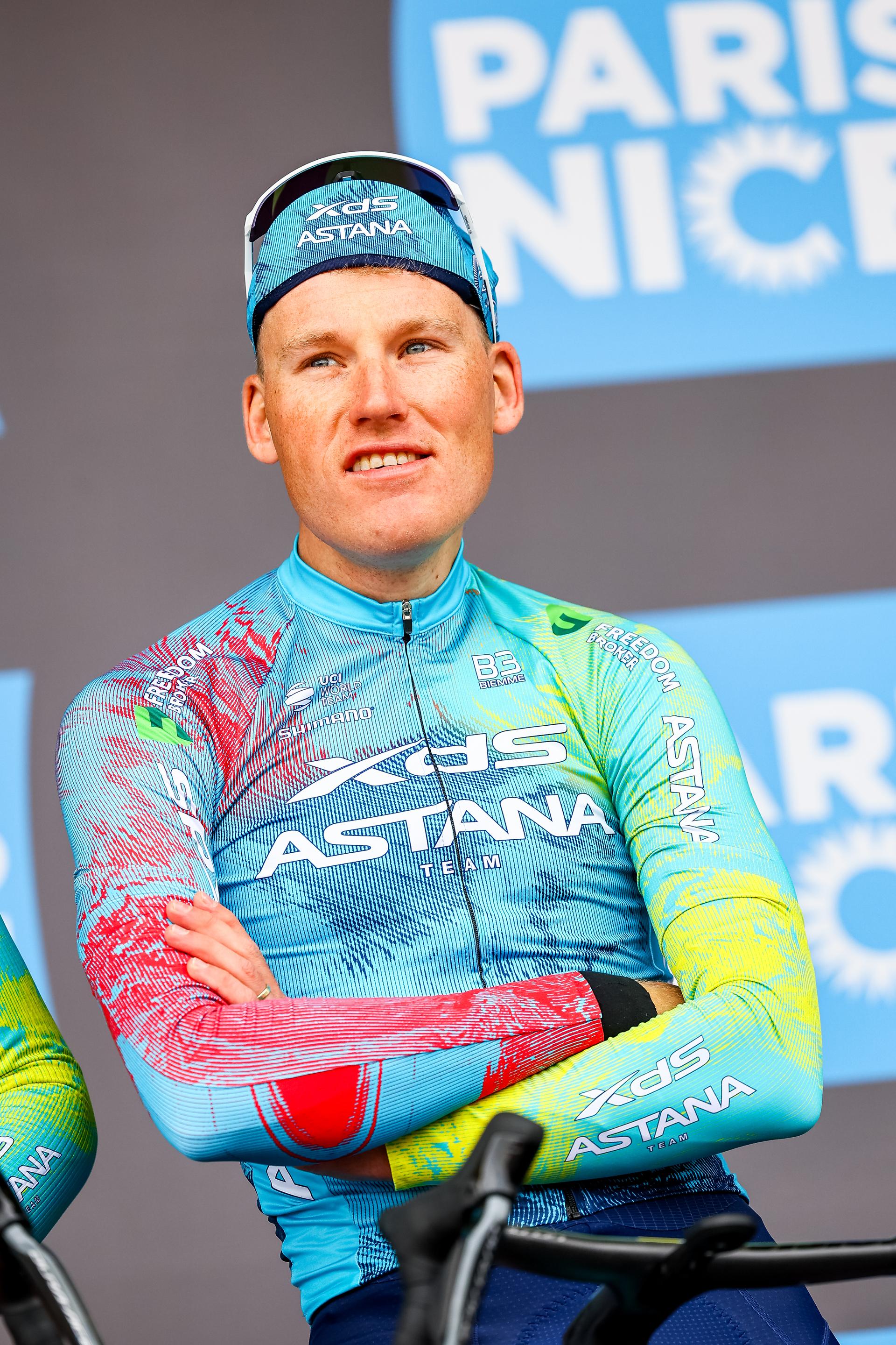 Dutch Cees Bol of XDS Astana Team pictured at the start of the first stage of 83th edition of the Paris-Nice cycling race, from and to Le Perray-en-Yvelines (156,5km), Sunday 09 March 2025. BELGA PHOTO DAVID PINTENS