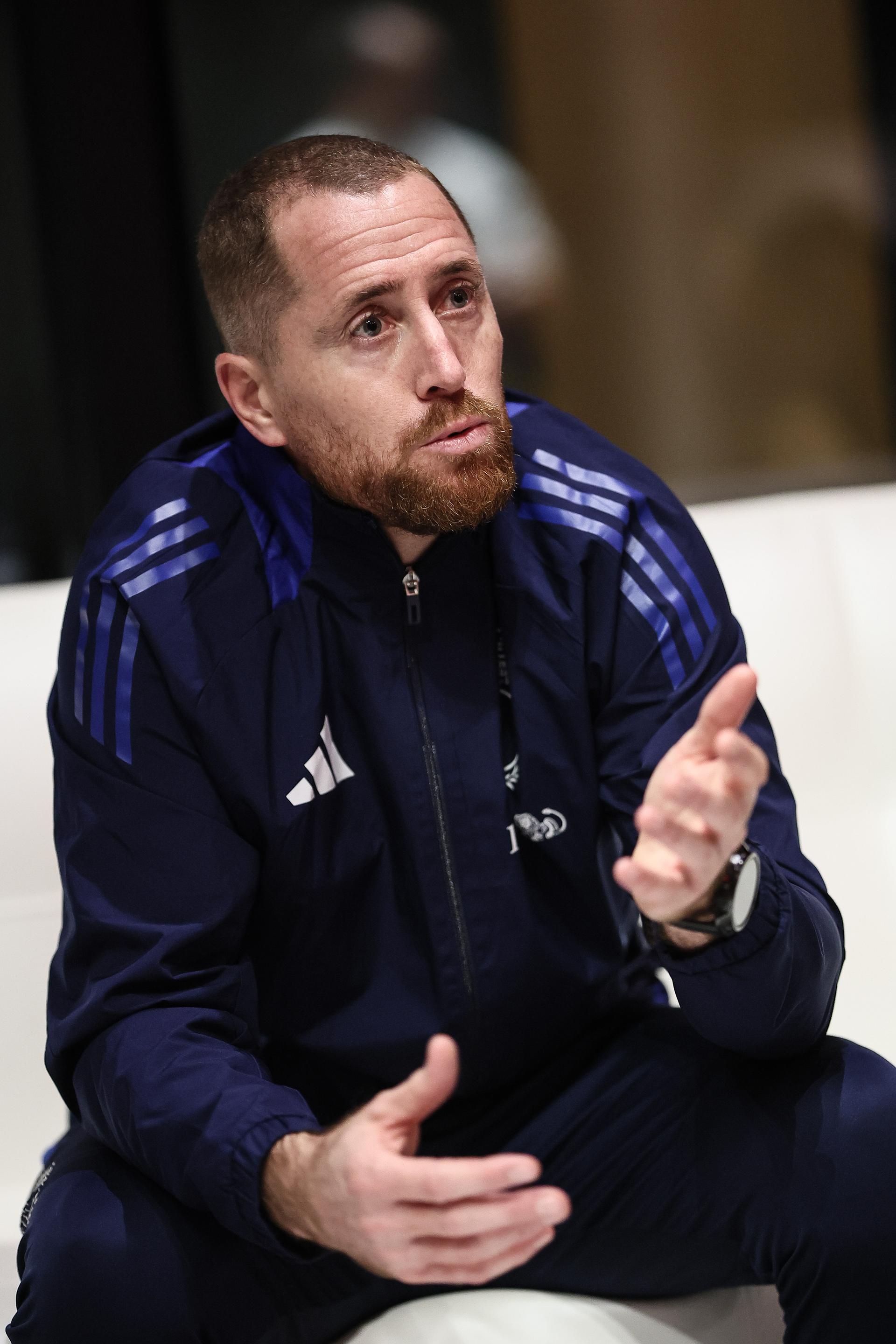Belgium's U21 head coach Gill Swerts pictured during a press conference of the Belgian national soccer team Red Devils U21 ahead of their Euro qualifying match against Austria, at the Royal Belgian Football Association's training center, in Tubize, Tuesday 11 November 2025. BELGA PHOTO BRUNO FAHY