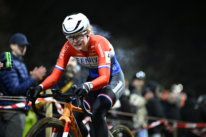 Dutch Puck Pieterse pictured in action during the women elite race of Diegem Cross cyclocross cycling event, Tuesday 30 December 2025 in Diegem, stage 6/8 in the Superprestige cyclocross cycling competition. BELGA PHOTO JASPER JACOBS