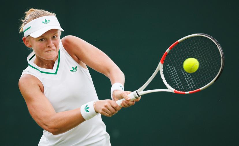 Belgian Jeline Vandromme pictured in action during a tennis match against Spanish Torner-Sensano, in the first round of the girls' singles at the 2025 Wimbledon grand slam tournament, Saturday 05 July 2025 at the All England Tennis Club, in South-West London, Britain. BELGA PHOTO BENOIT DOPPAGNE